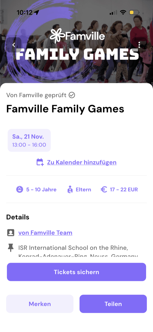Famville Family Games Ticket in der Famville App